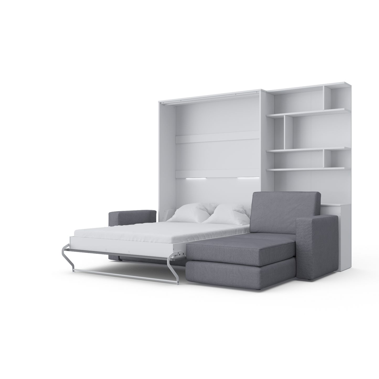 Maxima House Murphy bed Invento European Full XL Vertical with a Sofa and a Bookcase