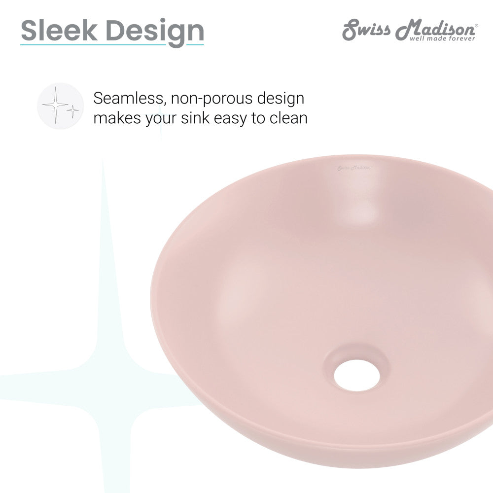Swiss Madison Classe 16 Color Ceramic Sink in Matte Pink