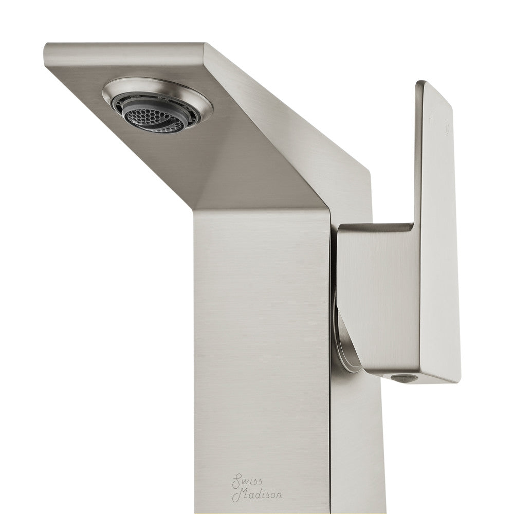 Swiss Madison Carre Single Hole, Single-Handle, Bathroom Faucet in Brushed Nickel