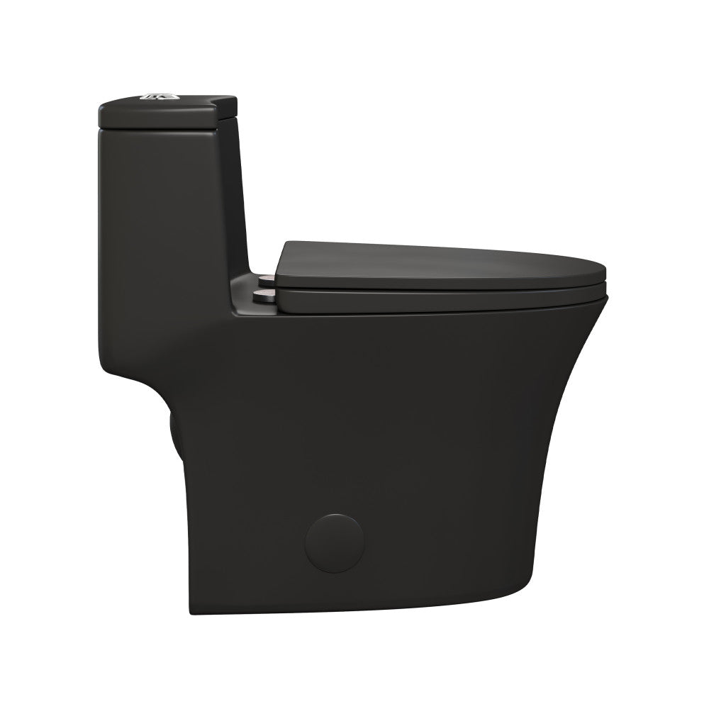 Swiss Madison Bastille One-Piece 12" Rough-in 1.1/1.6 GPF Dual Top Flush Elongated Toilet in Matte Black
