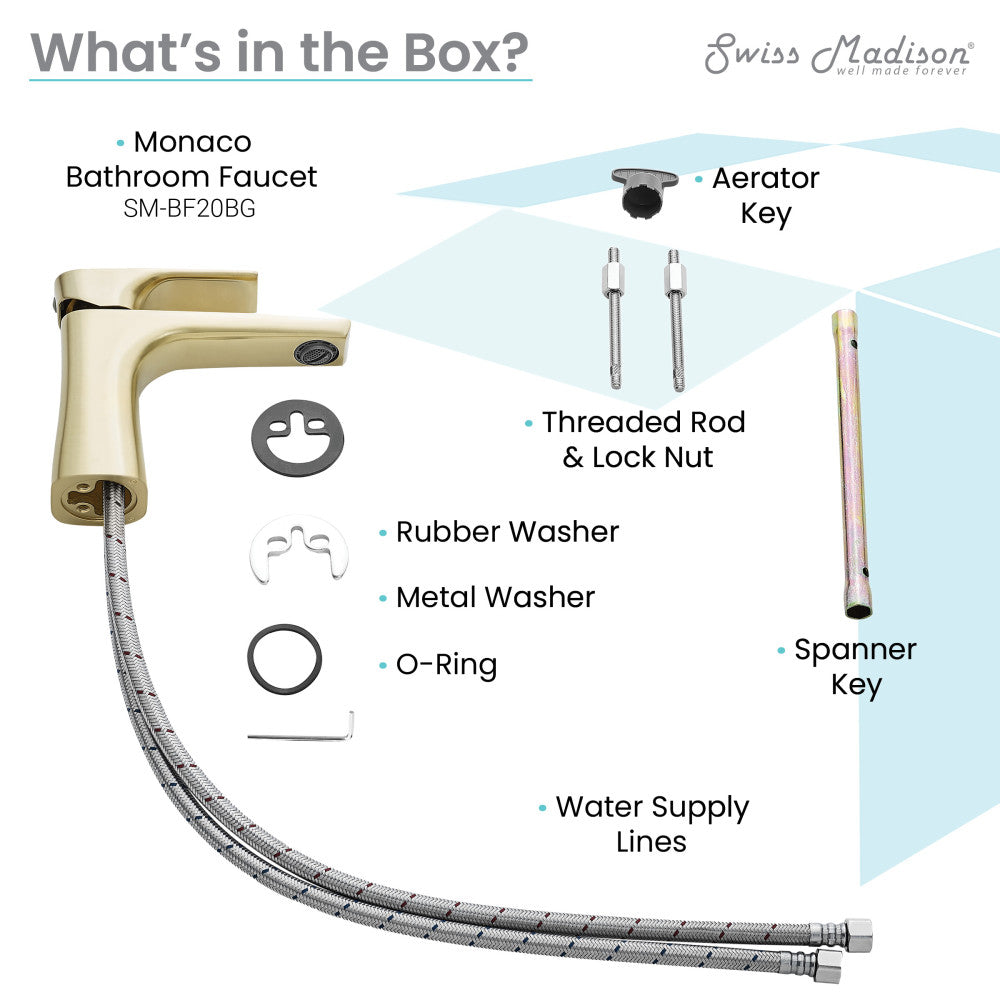 Swiss Madison Monaco Single Hole, Single-Handle, Bathroom Faucet in Brushed Gold