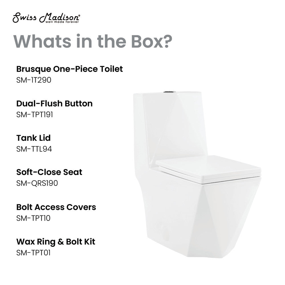 Swiss Madison Brusque One-Piece Square Toilet Dual-Flush 1.1/1.6 gpf