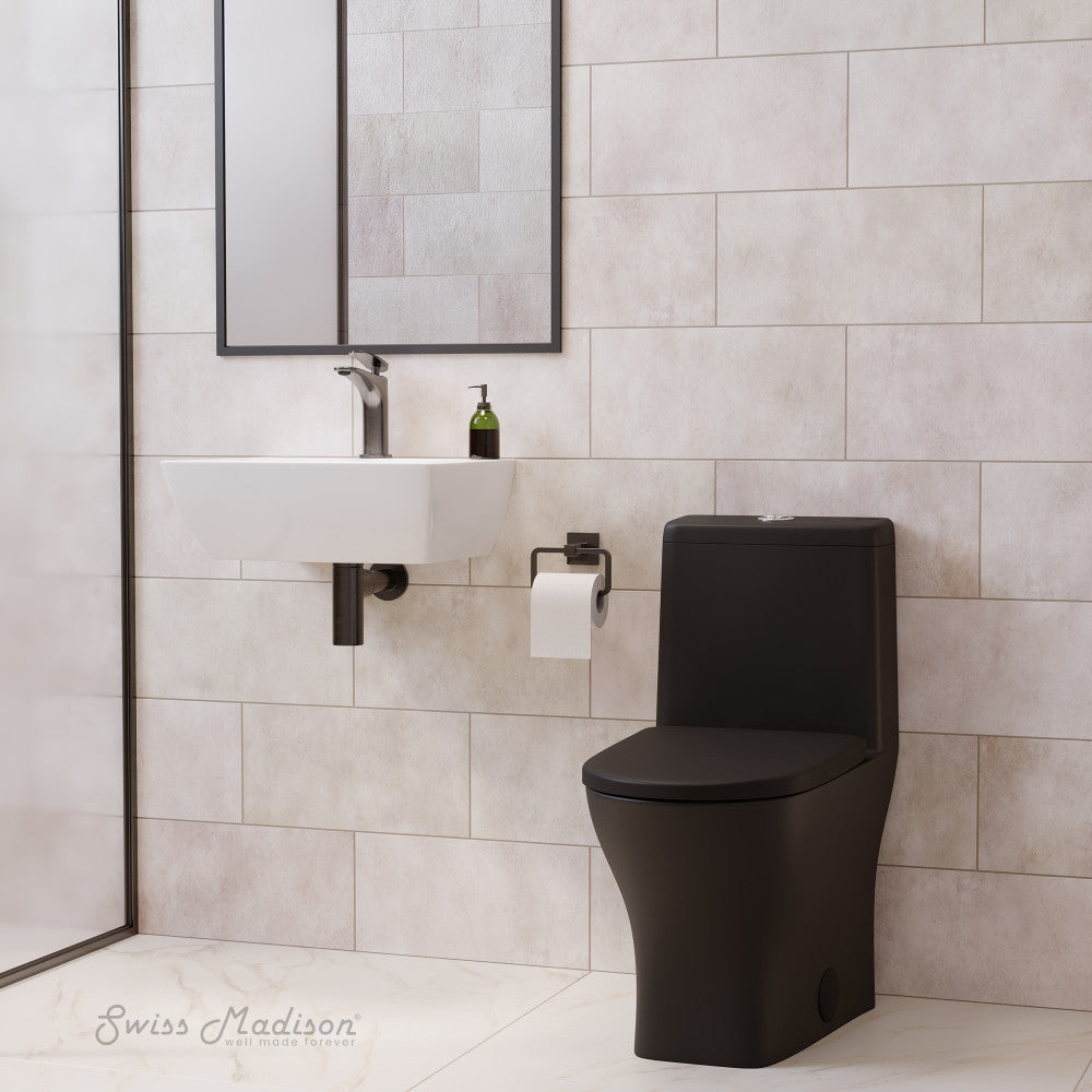 Swiss Madison Sublime II One-Piece 12" Rough-in 1.1/1.6 GPF Dual Top Flush Round Compact Toilet in Matte Black