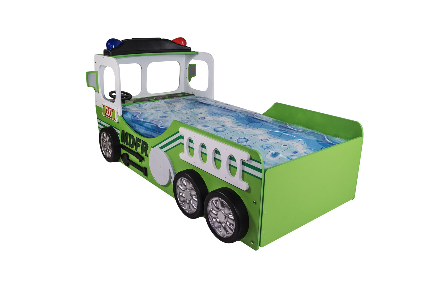 Maxima House Toddler Fire Truck Bed with mattress, Green