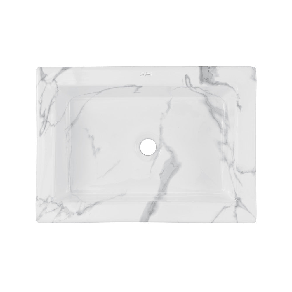 Swiss Madison Voltaire 22" Ceramic Vessel Bathroom Sink in White Marble