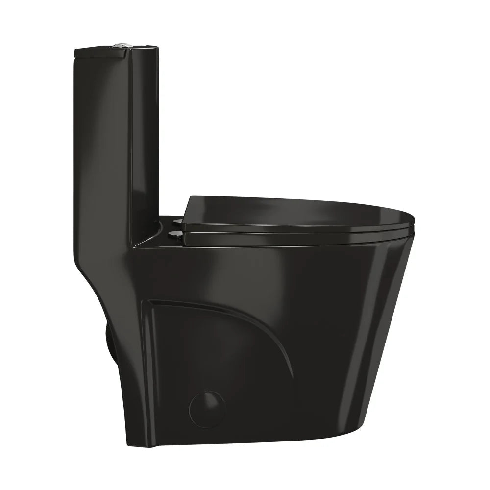 Swiss Madison St. Tropez One Piece Elongated Toilet Vortex™ Flush in Glossy Black 1.1/1.6 gpf