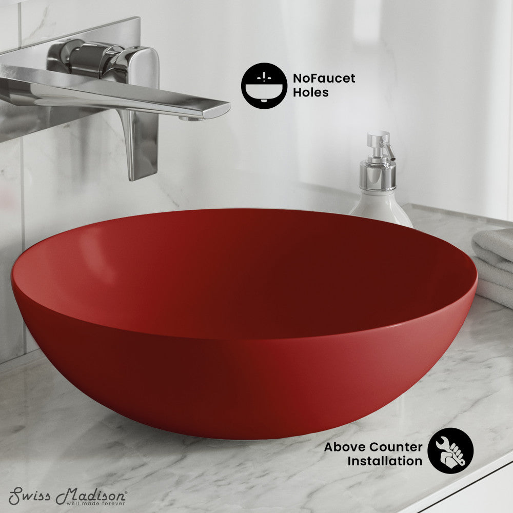 Swiss Madison Classe 16 Ceramic Sink in Matte Red