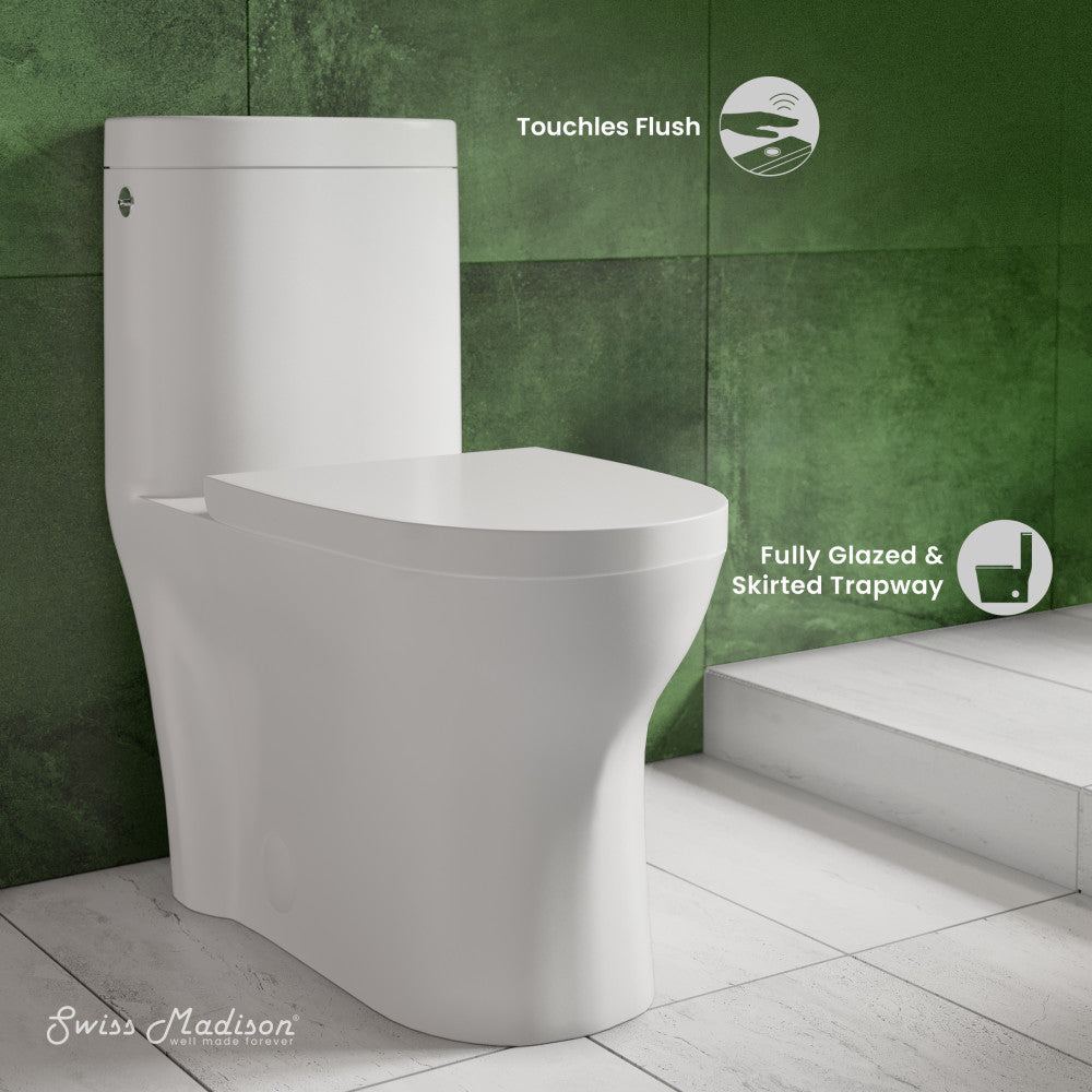 Swiss Madison Monaco One-Piece Elongated Toilet Dual-Flush 1.1/1.6 gpf, Touchless