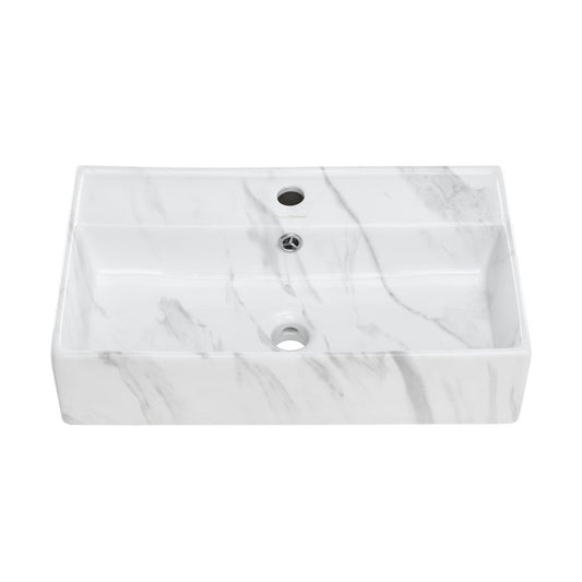 Swiss Madison Claire 22" Rectangle Wall-Mount Bathroom Sink in White Marble
