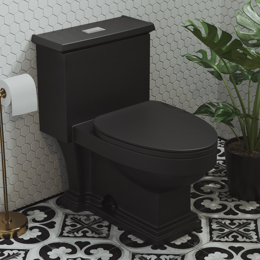 Swiss Madison Voltaire One-Piece Elongated Toilet Dual-Flush 1.1/1.6 gpf in Matte Black