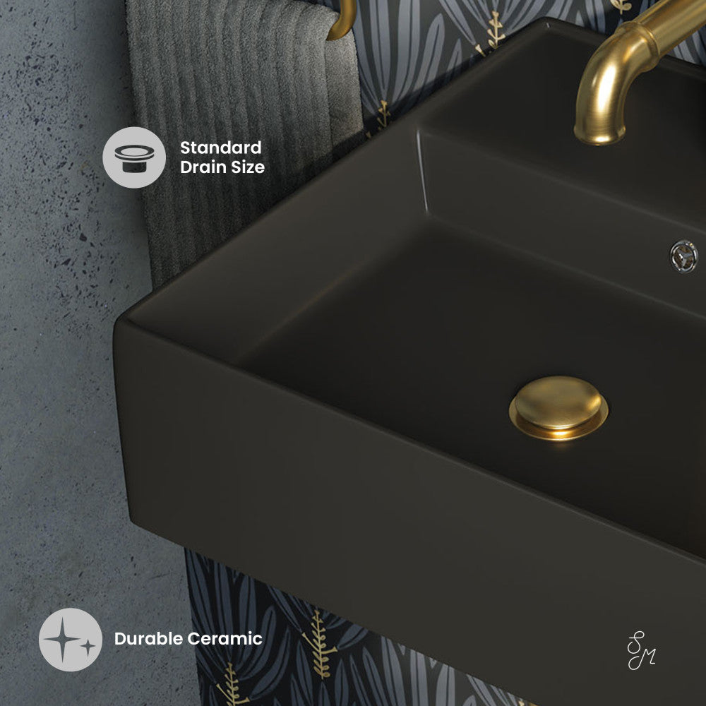 Swiss Madison Claire 15" Ceramic Wall Mount Sink in Matte Black