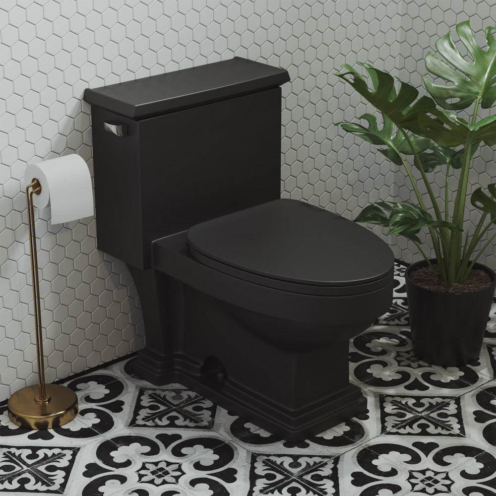 Swiss Madison Voltaire One-Piece Elongated Toilet Left Side Flush Handle 1.28 gpf in Matte Black