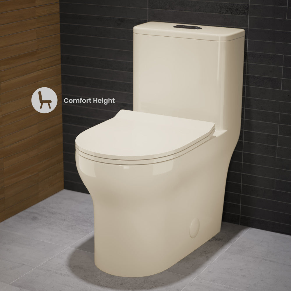 Swiss Madison Burdon One Piece Elongated Toilet Dual Flush 1.1/1.6 gpf in Bisque