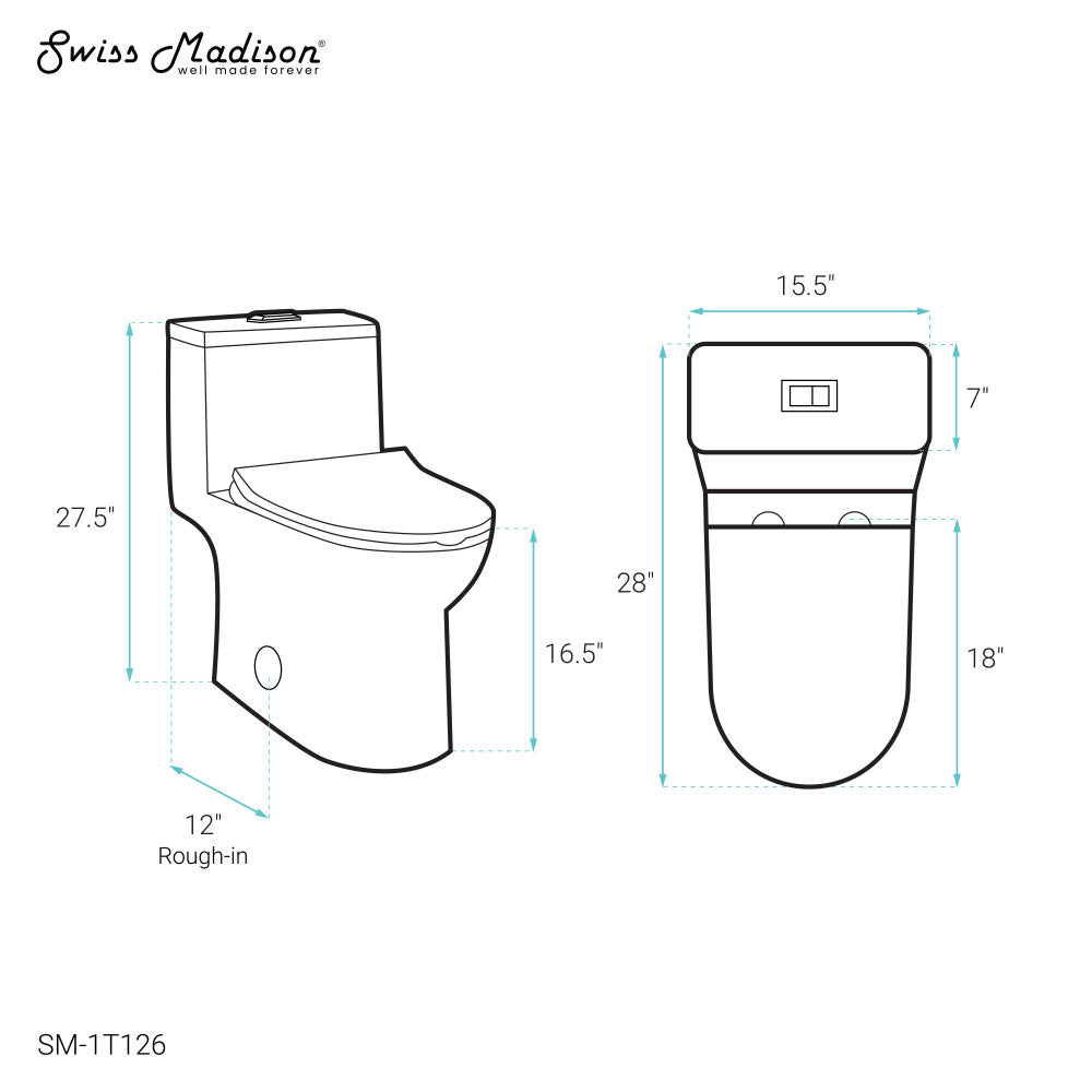 Swiss Madison Daxton One-Piece Elongated Dual-Flush Toilet 1.1/1.6 gpf