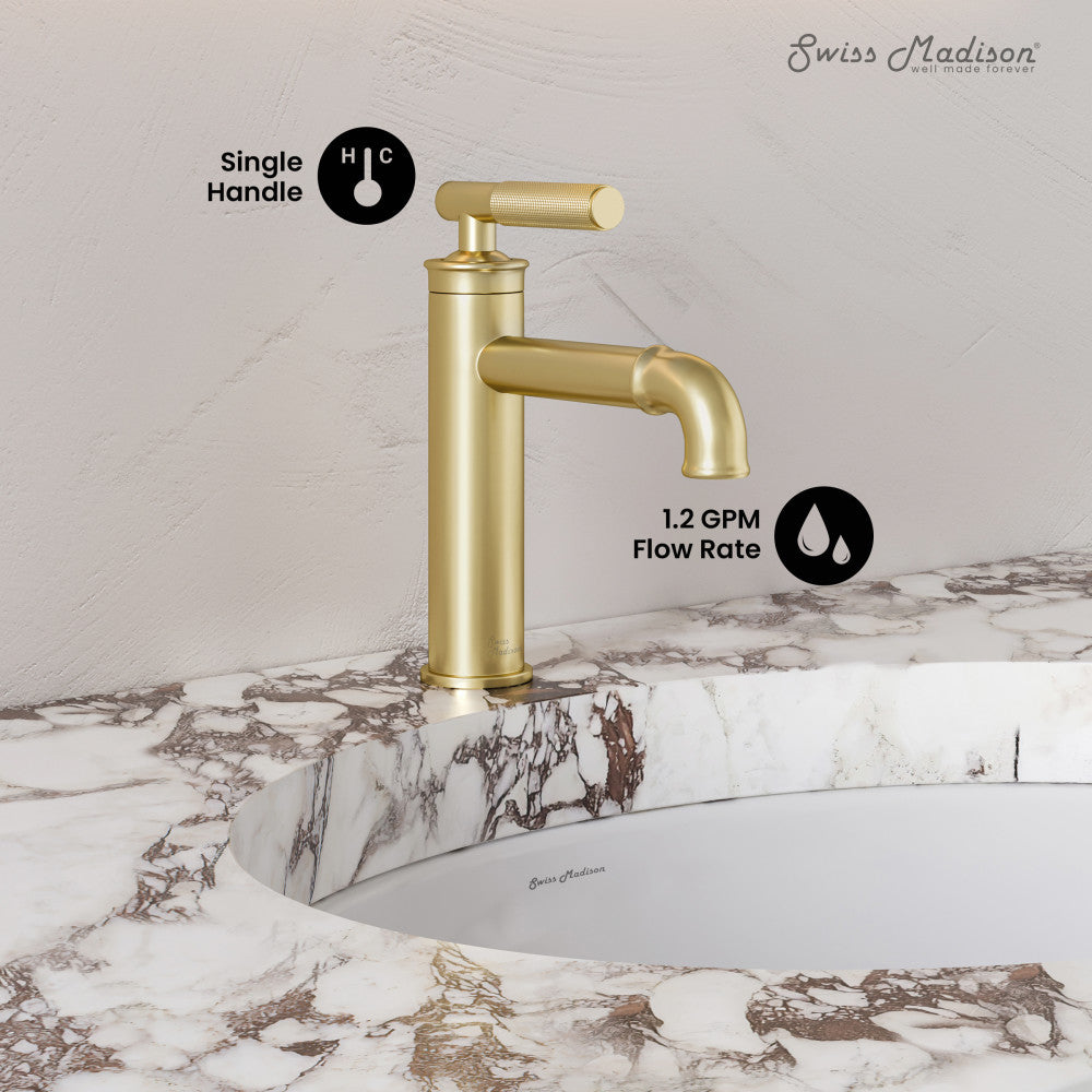 Swiss Madison Avallon Single Hole, Single-Handle Sleek, Bathroom Faucet in Brushed Gold