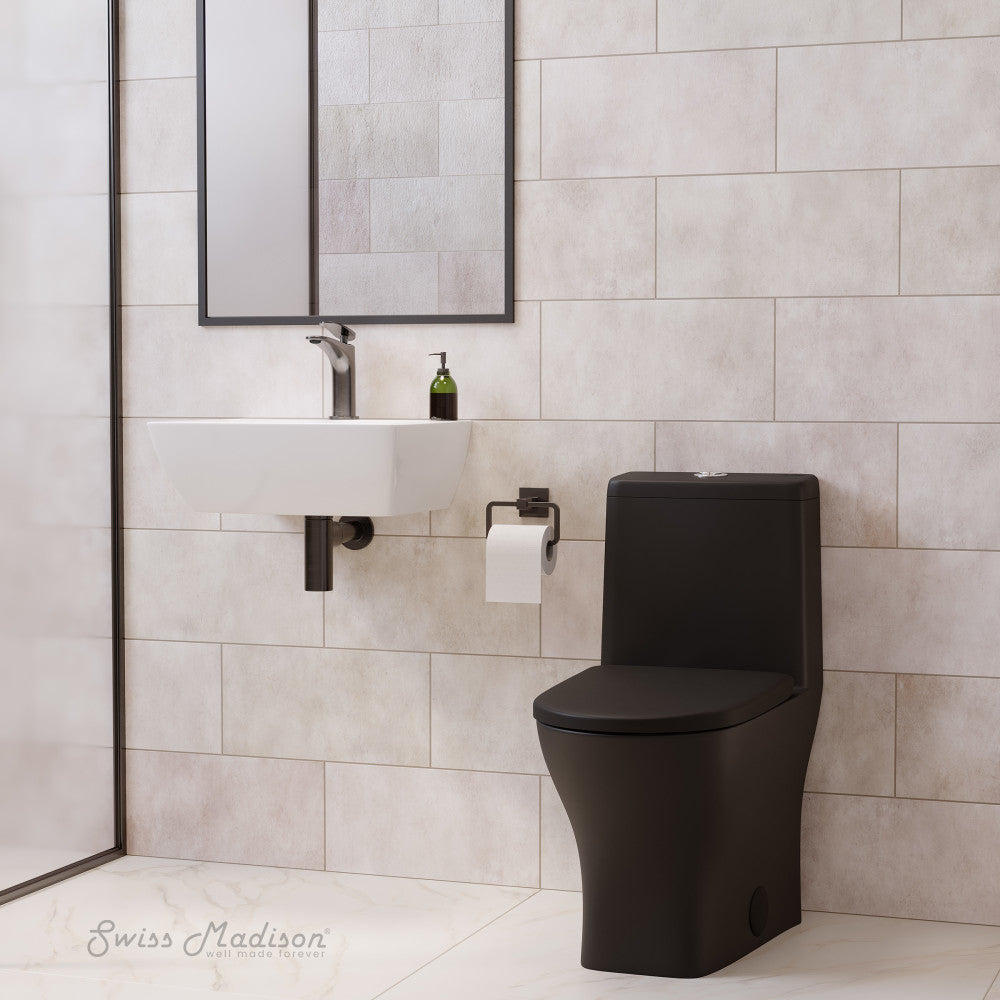 Swiss Madison Sublime II One-Piece 10" Rough-in 1.1/1.6 GPF Dual Top Flush Round Compact Toilet in Matte Black