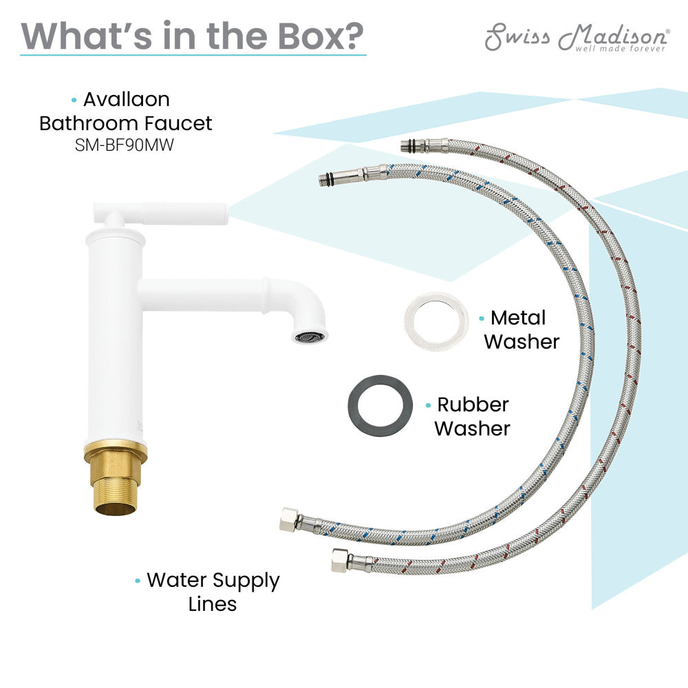 Swiss Madison Avallon Single Hole, Single-Handle Sleek, Bathroom Faucet in Matte White