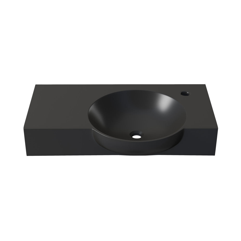 Swiss Madison Chateau 30" Right Side Faucet Wall-Mount Bathroom Sink in Matte Black