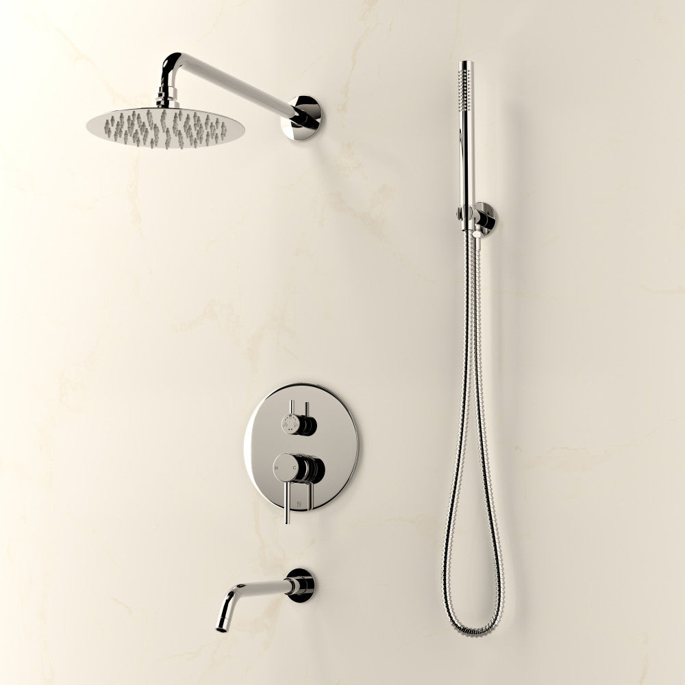 Swiss Madison Ivy 1.8 GPM Wall Mount Fixed Shower Head with Hand Sprayer and Tub Filler in Polished Chrome, Valve Included