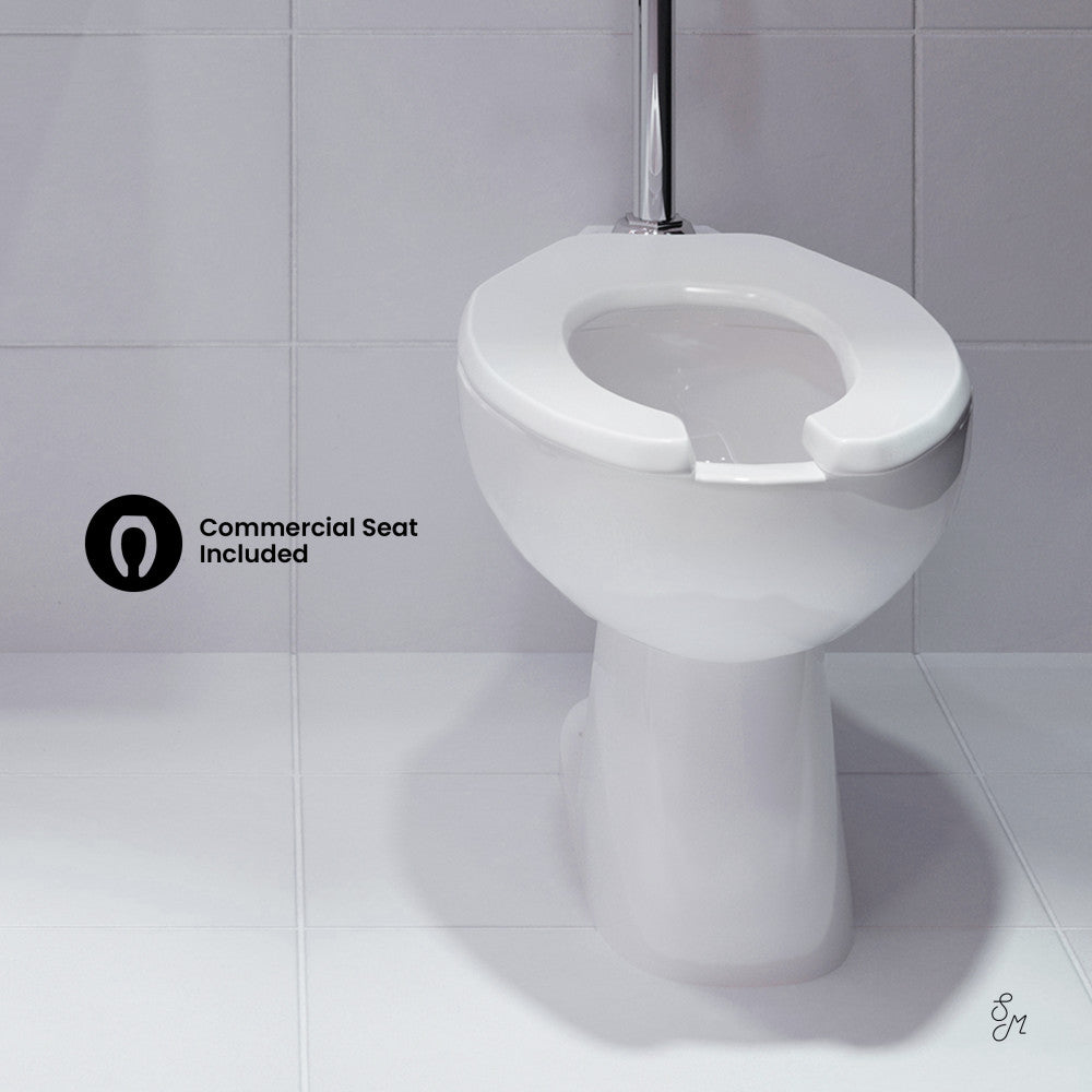 Swiss Madison Sirene Floor-Mounted Comfort Height Commercial Elongated Top Flush Spud Flushometer Toilet Bowl
