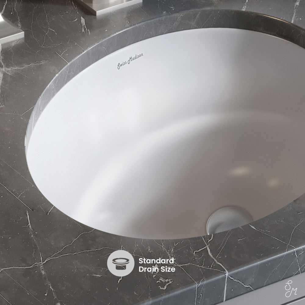 Swiss Madison Monaco 16" Ceramic Undermount Bathroom Sink in Glossy White