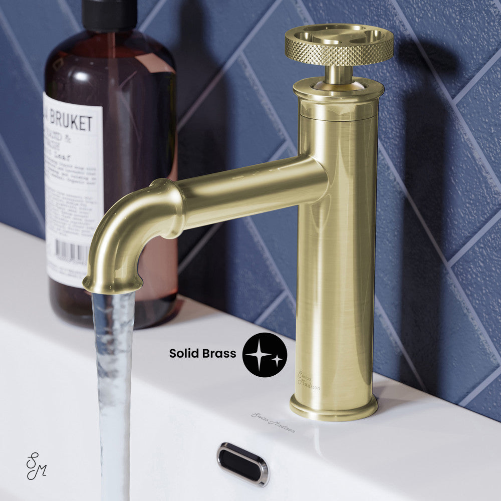 Swiss Madison Avallon Single Hole, Single-Handle Wheel, Bathroom Faucet in Brushed Gold