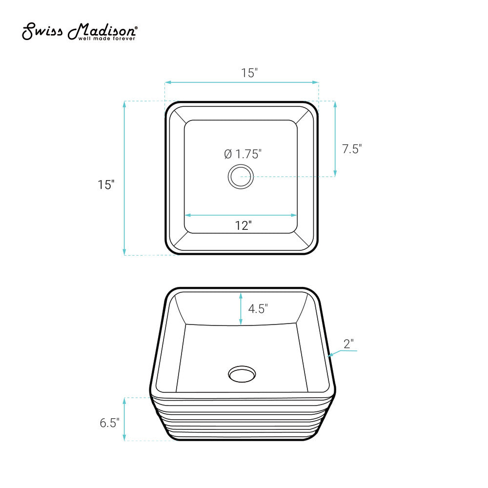 Swiss Madison Adour 14'' Vessel Sink in White