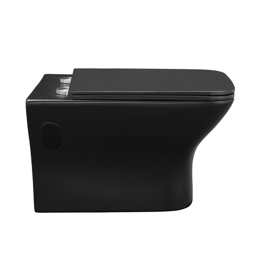 Swiss Madison Carre Wall-Hung Elongated Toilet Bowl in Matte Black