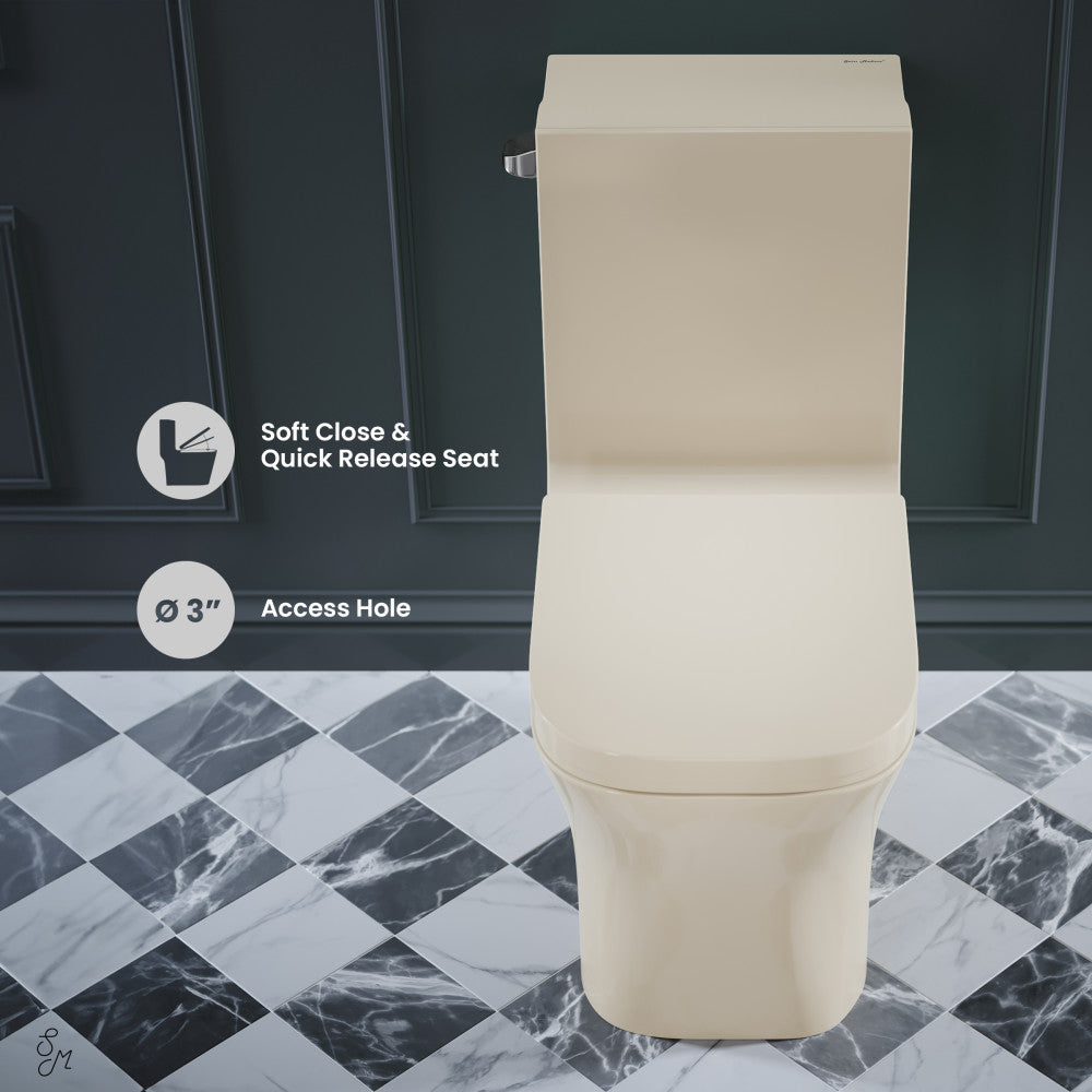 Swiss Madison Concorde One Piece Square Left Side Flush Handle Toilet 1.28 gpf in Bisque