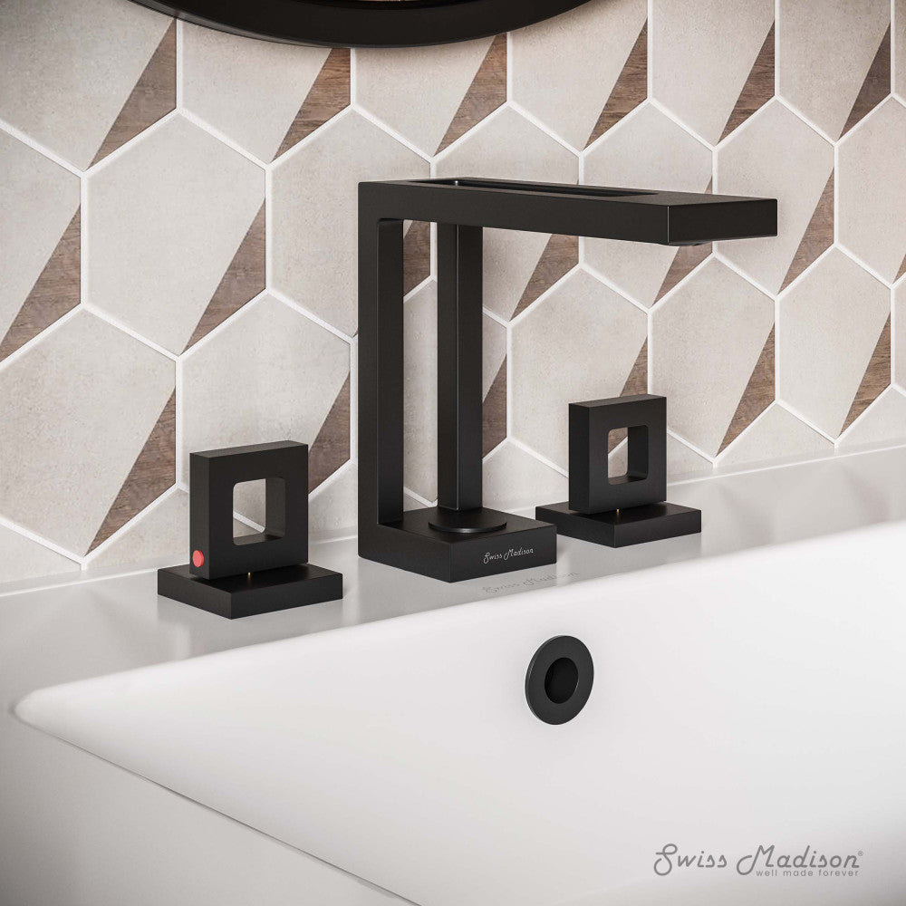 Swiss Madison Pierre Widespread, Double Handle, Bathroom Faucet in Matte Black
