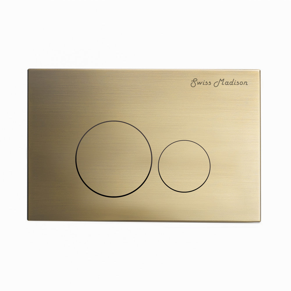 Swiss Madison St. Tropez Back-to-Wall Toilet Bundle 0.8/1.6 GPF Dual Flush in Glossy White with Brass Flush Plate