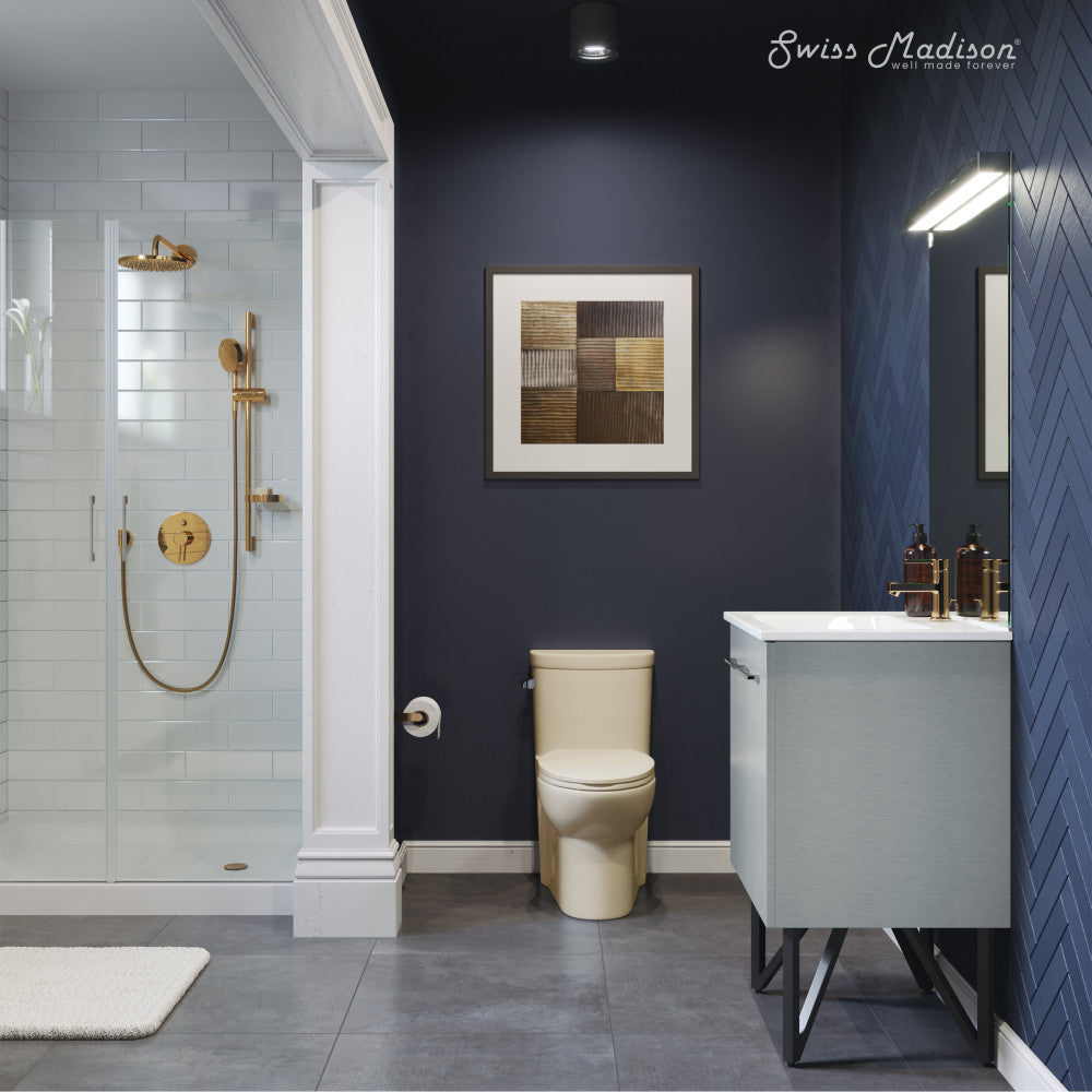 Swiss Madison Sublime One-Piece Elongated Left Side Flush Handle Toilet in Bisque 1.28 gpf
