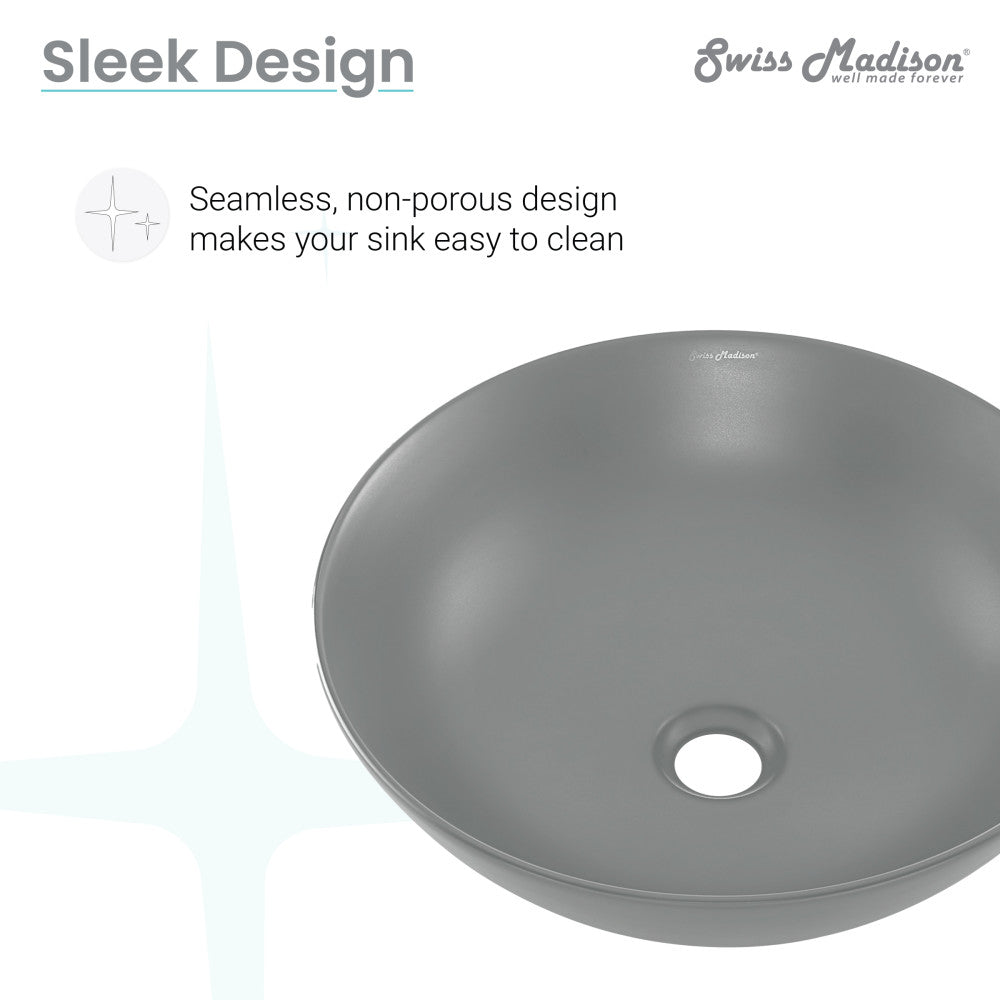 Swiss Madison Classe 16 Color Ceramic Sink in Matte Grey