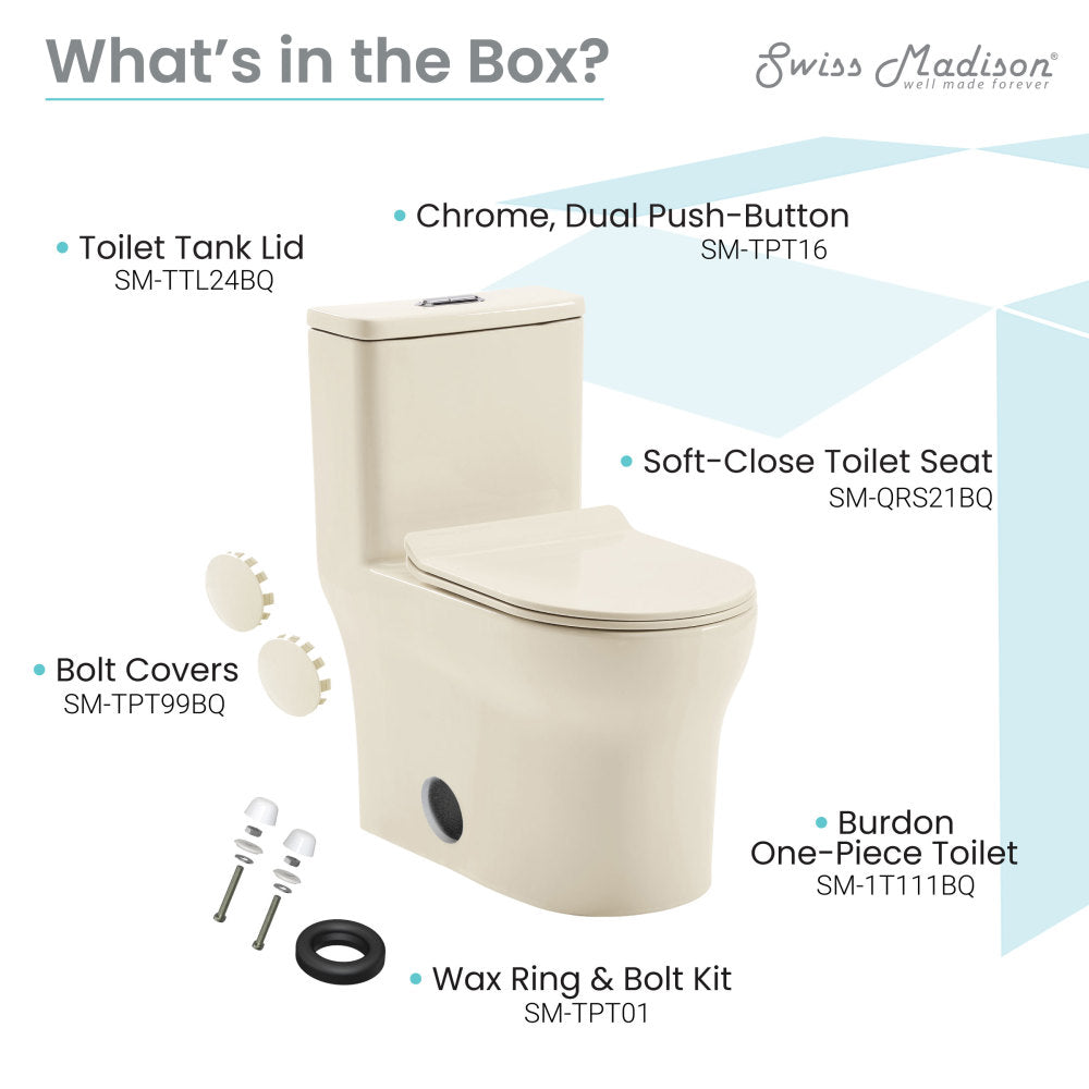 Swiss Madison Burdon One Piece Elongated Toilet Dual Flush 1.1/1.6 gpf in Bisque