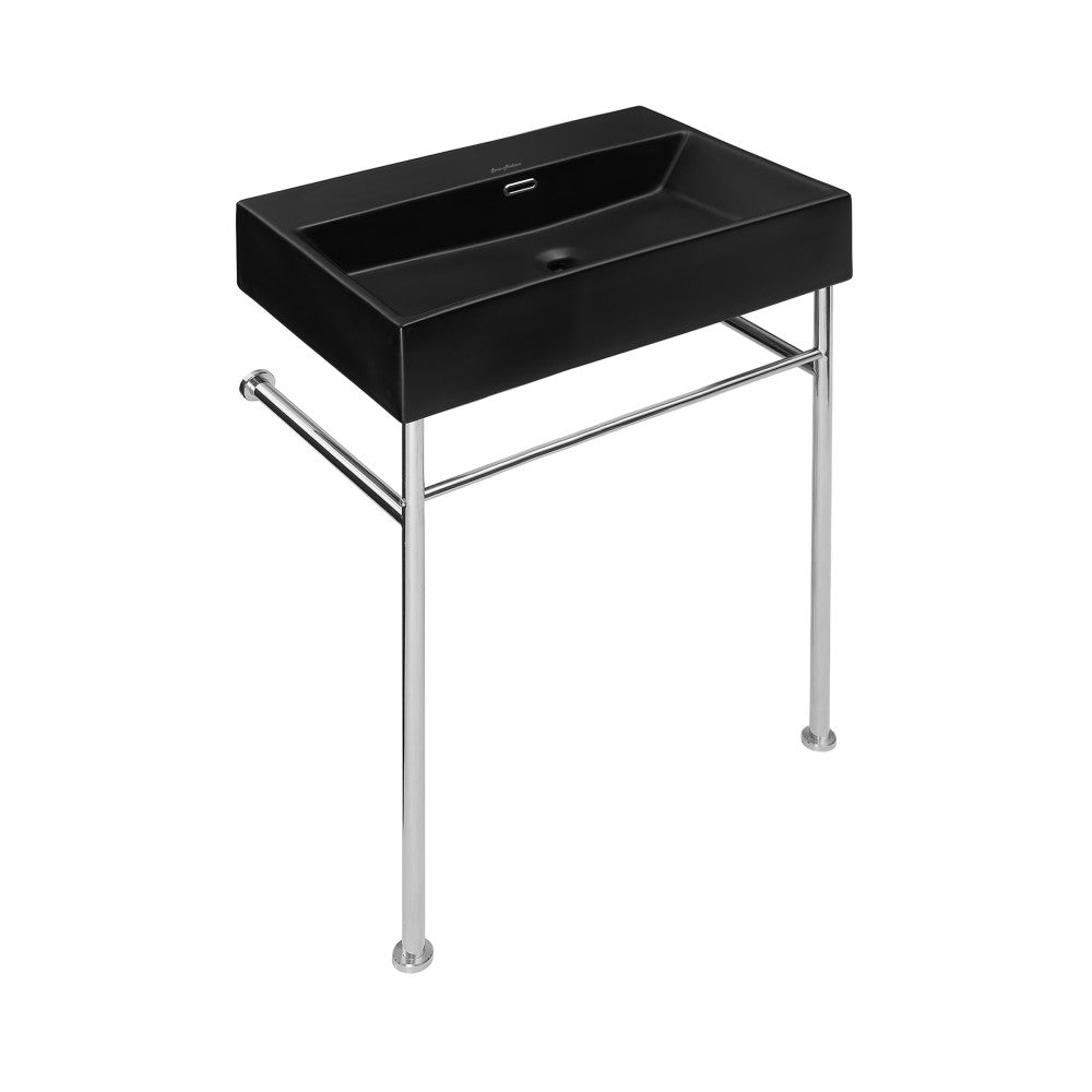 Swiss Madison Claire 24" Rectangle Matte Black Zero Hole Console Sink with Polished Chrome Legs