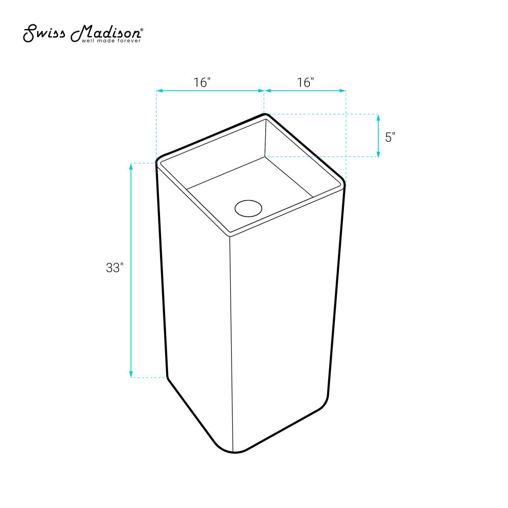 Swiss Madison Claire One-Piece Pedestal Sink