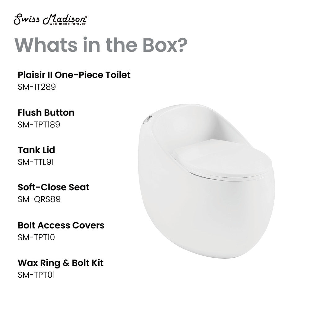 Swiss Madison Plaisir II One-Piece Elongated Toilet Top Flush 1.28 GPF