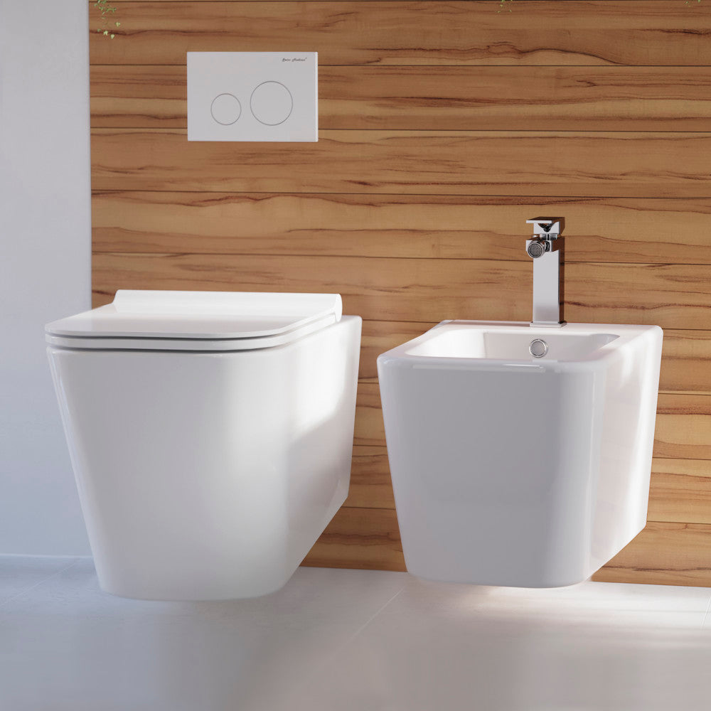 Swiss Madison Concorde Wall hung Toilet Bowl, Black Hardware