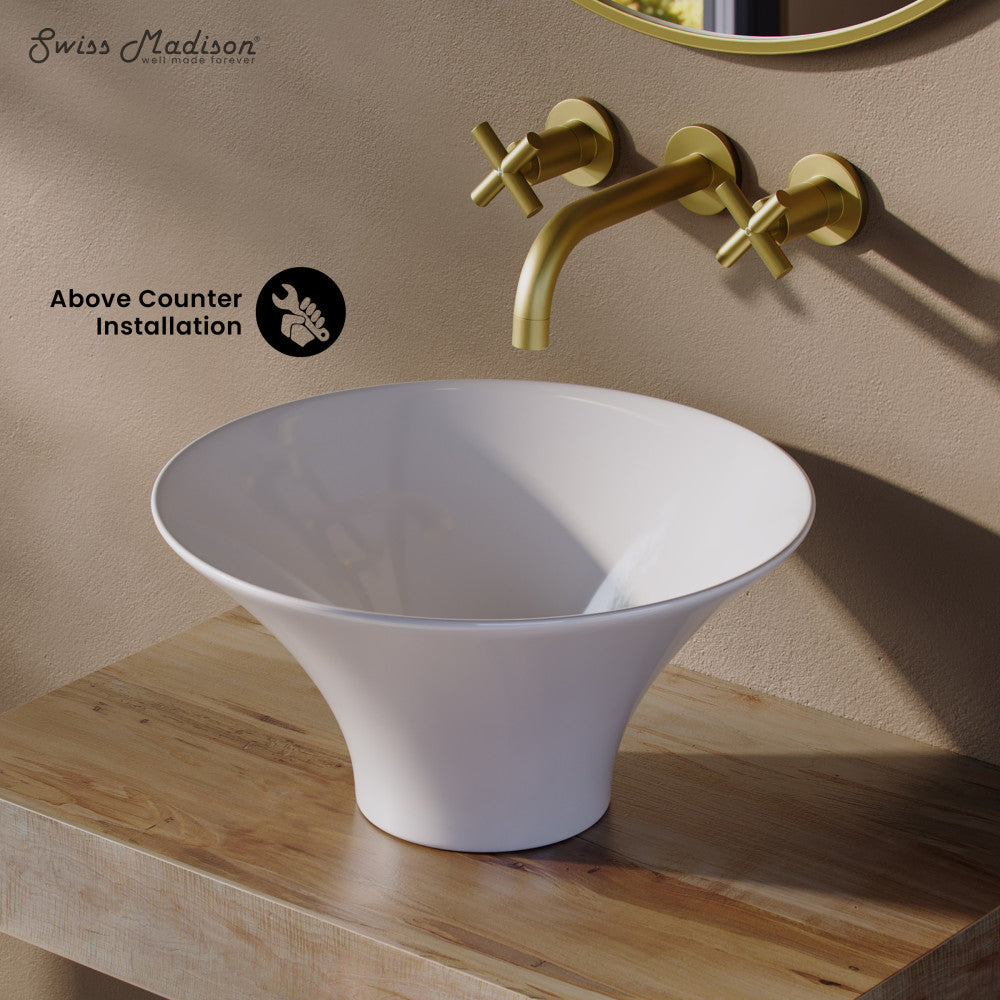 Swiss Madison Ivy 16.5" Round Vessel Sink in Glossy White
