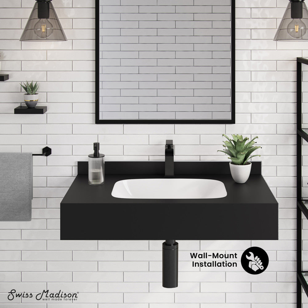 Swiss Madison Avancer 36'' Wall Mount Sink In Black Marquina