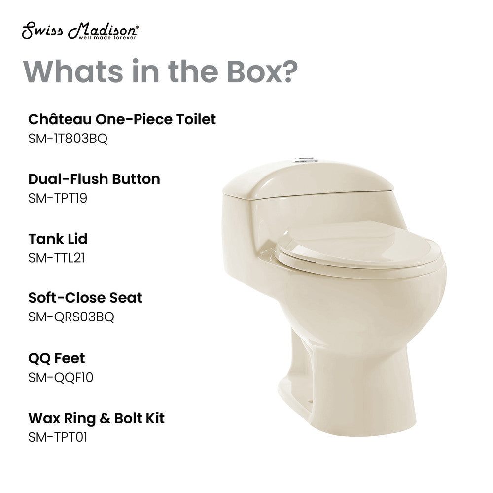 Swiss Madison Chateau One-Piece Elongated Dual-Flush Toilet in Bisque 1.1/1.6 gpf