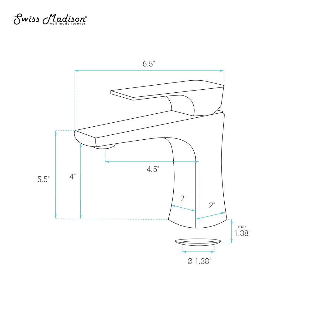 Swiss Madison Monaco Single Hole, Single-Handle, Bathroom Faucet in Brushed Nickel