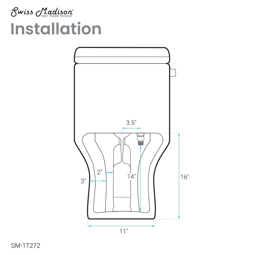 Swiss Madison Carre One Piece Square Toilet Left Side Flush, 10" Rough-In 1.28 gpf