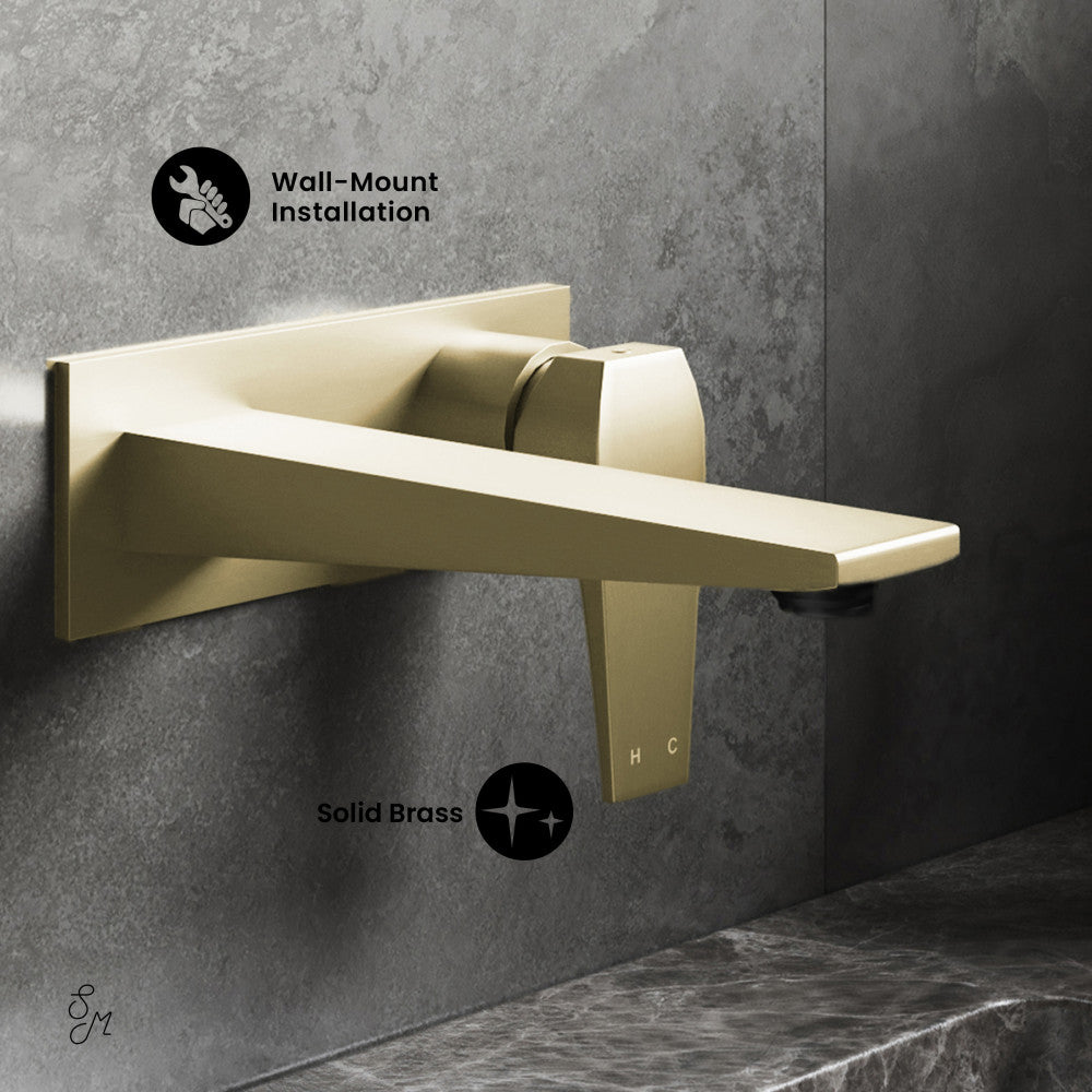 Swiss Madison Voltaire Single-Handle, Wall-Mount, Bathroom Faucet in Brushed Gold