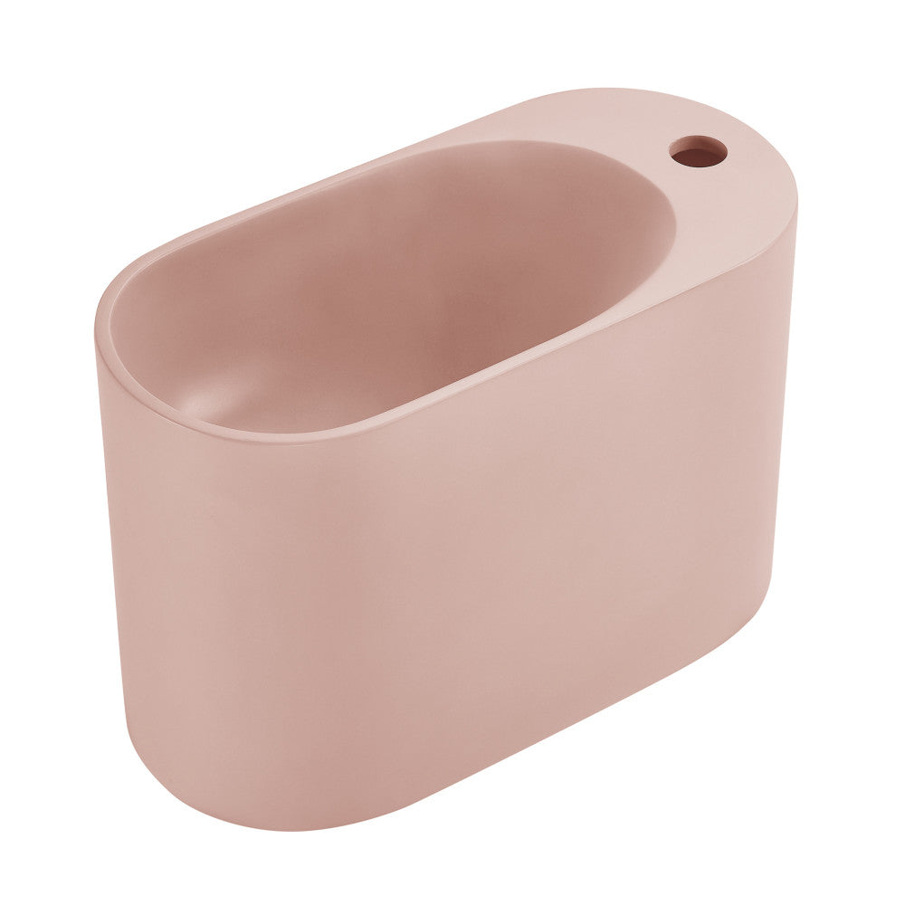 Swiss Madison Terre 17.5" Right Side Faucet Wall-Mount Bathroom Sink in Pale Pink