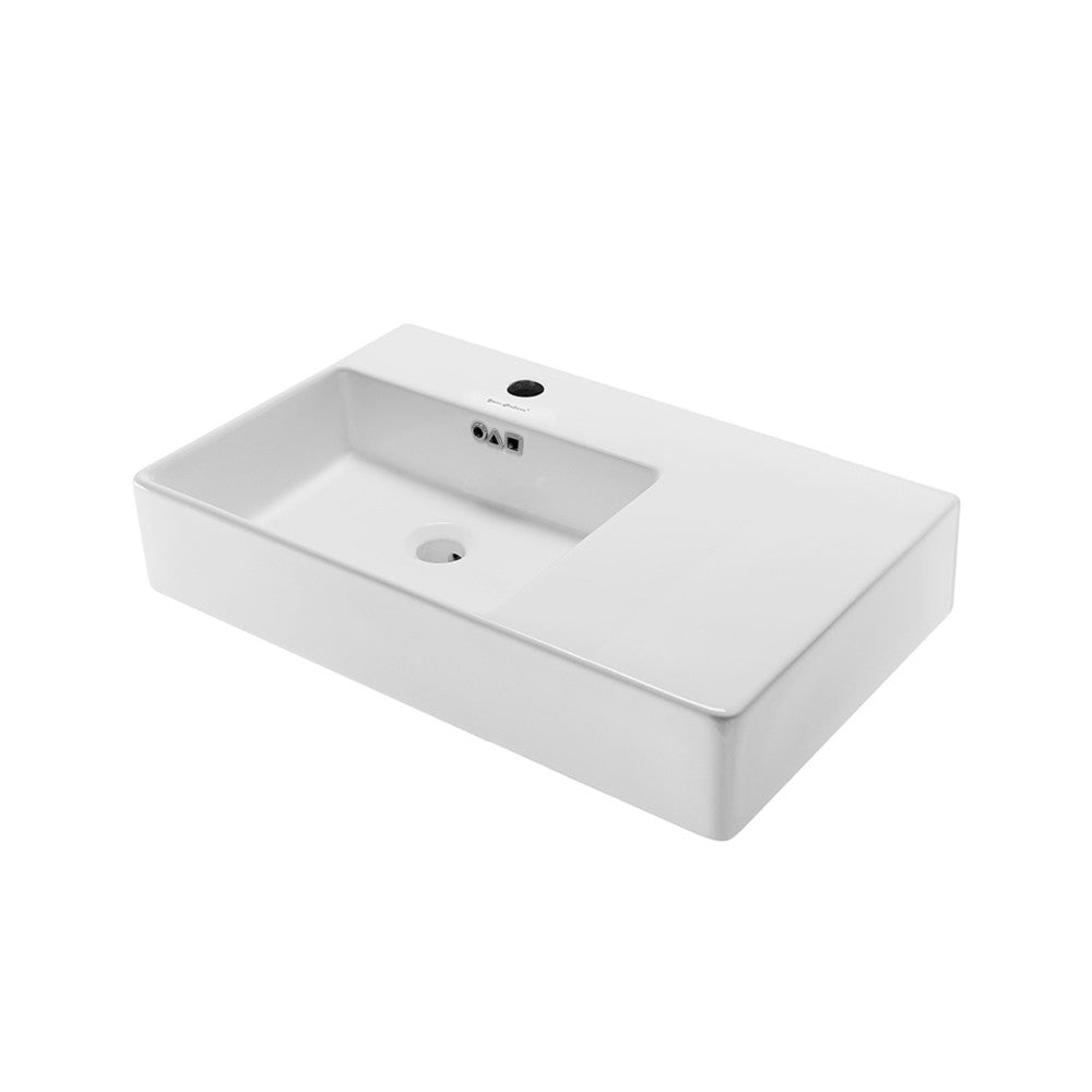 Swiss Madison St. Tropez 30" Rectangle Wall-Mounted Sink with Left Side Faucet Mount