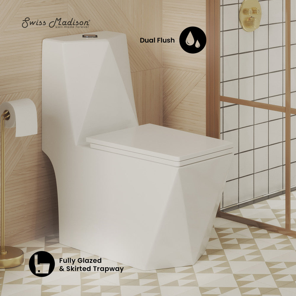 Swiss Madison Brusque One-Piece Square Toilet Dual-Flush 1.1/1.6 gpf