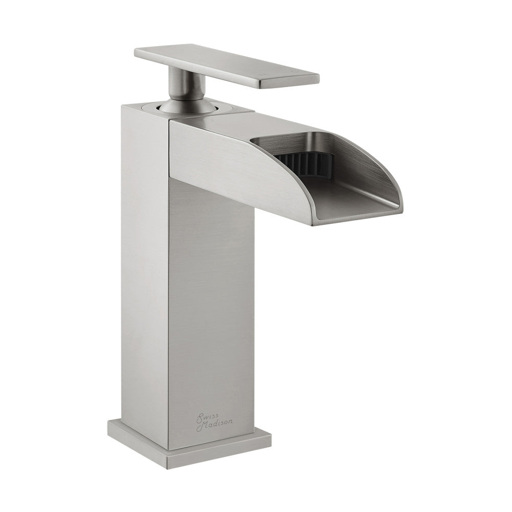 Swiss Madison Concorde Single Hole, Single-Handle, Waterfall Bathroom Faucet in Brushed Nickel