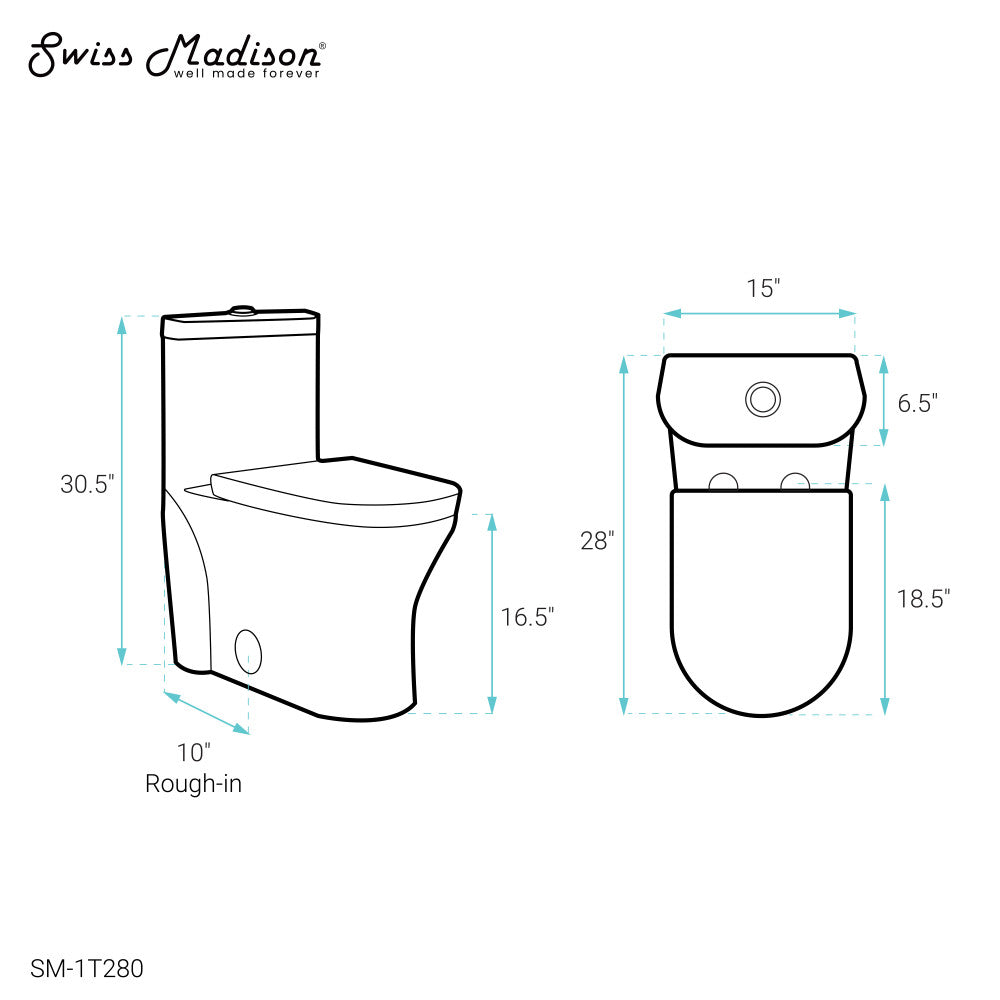 Swiss Madison Monaco One-Piece Elongated Toilet Dual Flush 1.1/1.6 gpf with 10" Rough in