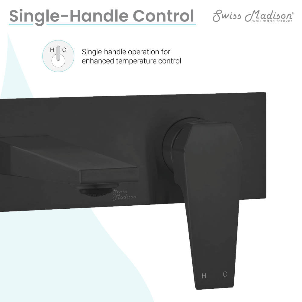 Swiss Madison Voltaire Single-Handle, Wall-Mount, Bathroom Faucet in Matte Black